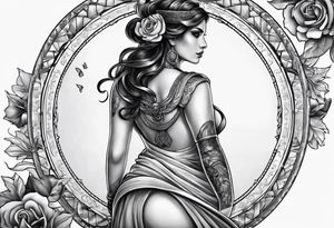 Themis with scales on her entire back tattoo idea