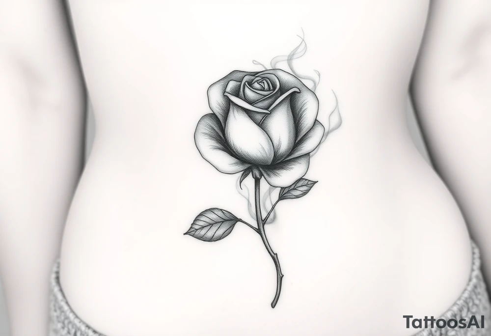 Fading Rose with Smoke”
A rose starting at your rib cage, its petals wilting and fading as it moves down toward your thigh. The rose could be entwined with soft, swirling smoke that wraps around the stem and petals. This design could symbolize love or beauty lost over time, but still existing in the hazy, introspective memories. The smoke adds a calming, reflective quality without being too cold. tattoo idea