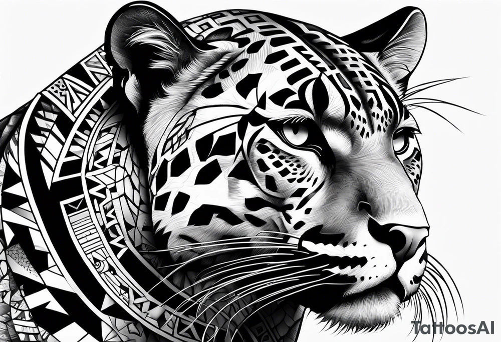 aztec black jaguar sitting tattoo idea