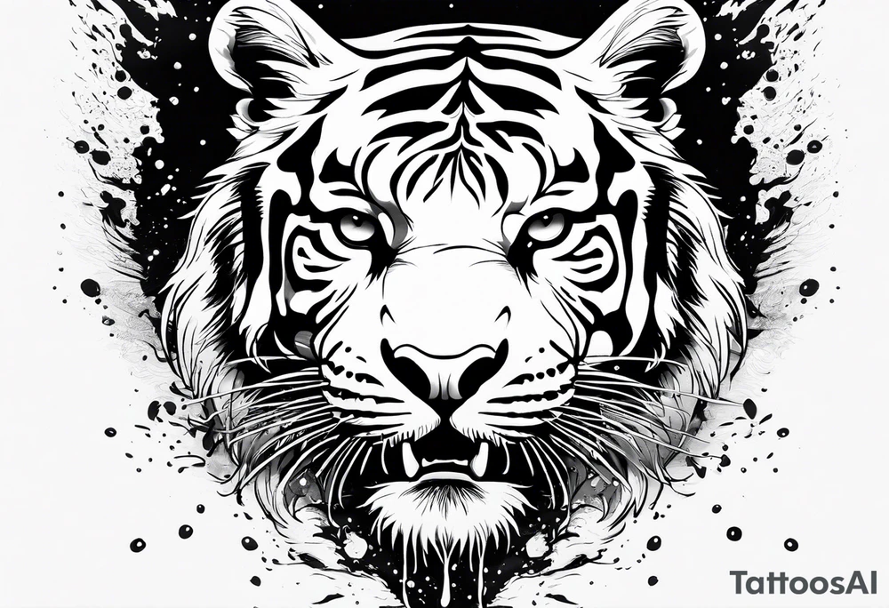 minimalist tiger splashing water tattoo idea