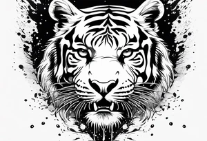 minimalist tiger splashing water tattoo idea