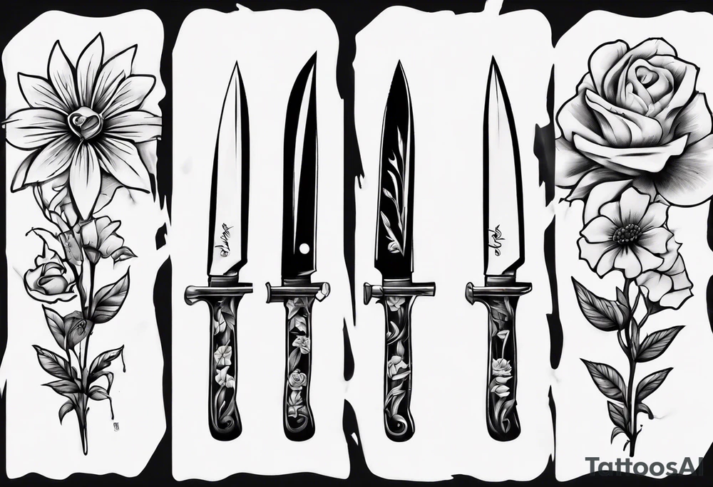 A knife stuck in a flower tattoo idea