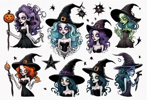 a Tim Burton-style witch tattoo idea