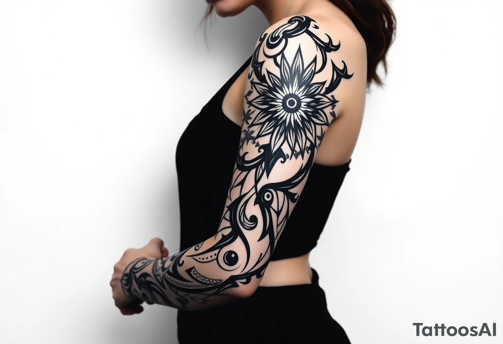 bold line dark witchstyle tattoo idea