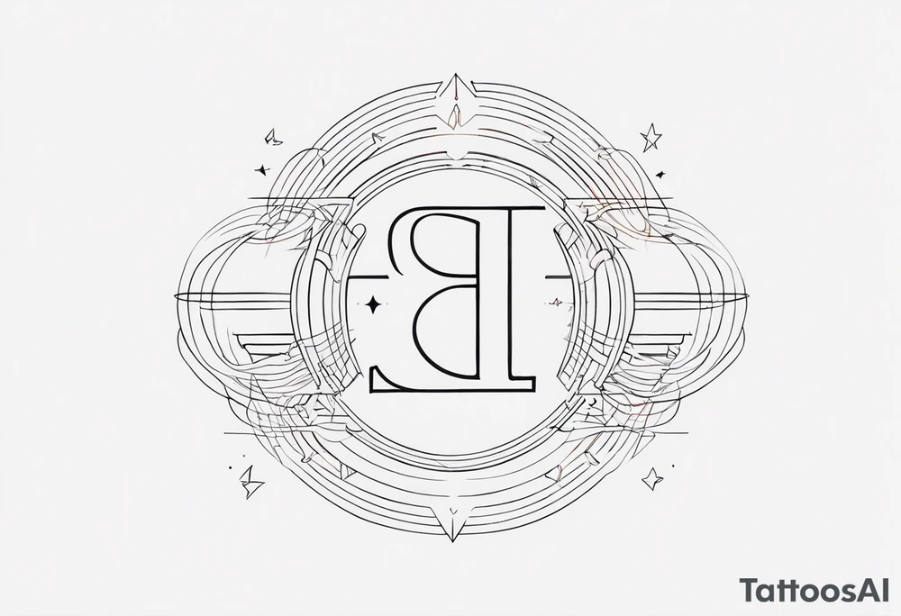letters “ E S C M” fine line design tattoo idea