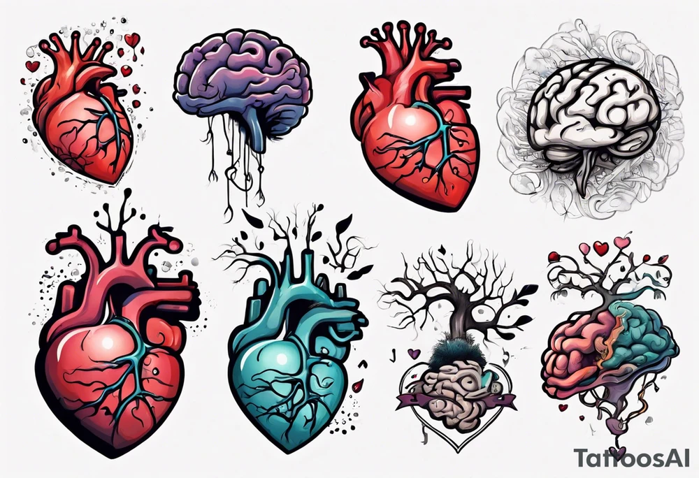 Heart and brain floating away tattoo idea