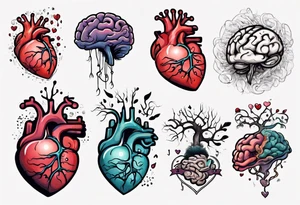 Heart and brain floating away tattoo idea