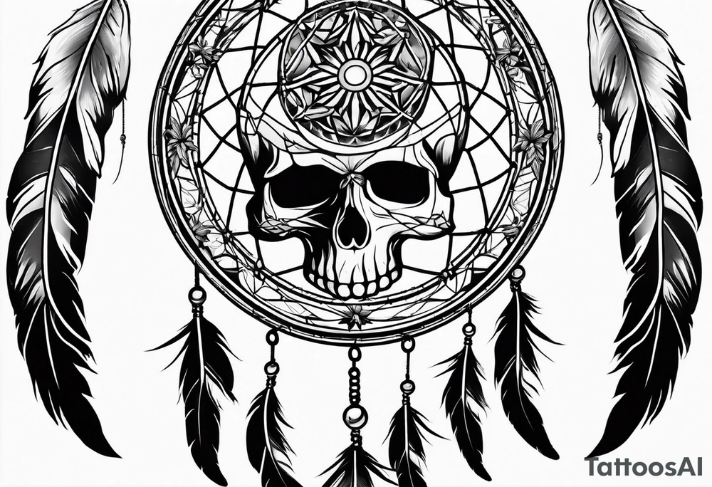 Dream catcher with skulls tattoo idea