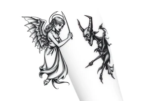 beautiful woman angel vs a powerful devil tattoo idea