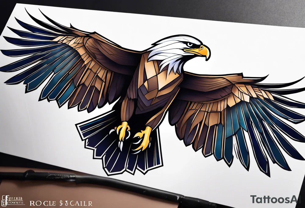 eagle, geometric, subtle, men, forearm tattoo idea