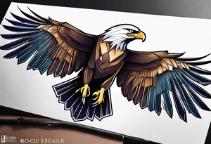 eagle, geometric, subtle, men, forearm tattoo idea