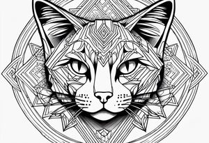 Thin line drawing of mineki neko tattoo idea