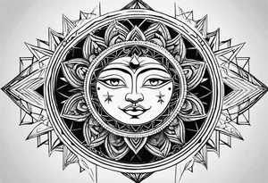 sun and moon sacred geometry tattoo idea