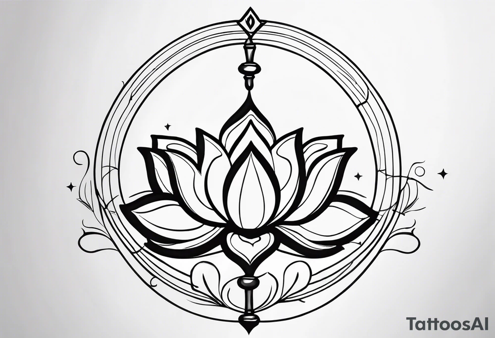 Clef de sol avec une fleur de lotus et une balance de la justice tattoo idea