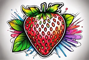 Graffiti Rainbow Strawberry tattoo idea