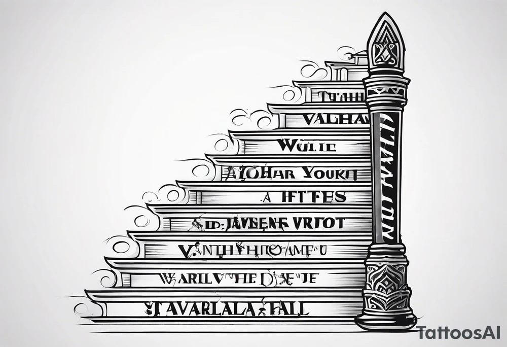 Valhalla stairs sword tattoo idea