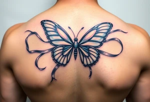 ethereal butterfly with flowing silk ribbons in moonlight tattoo idea