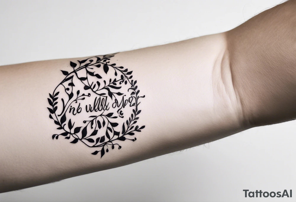 31.8742° N, 91.1366° W, with very simple ivy vines on both sides.  it will be small fine line on the back of the arm above the elbow tattoo idea