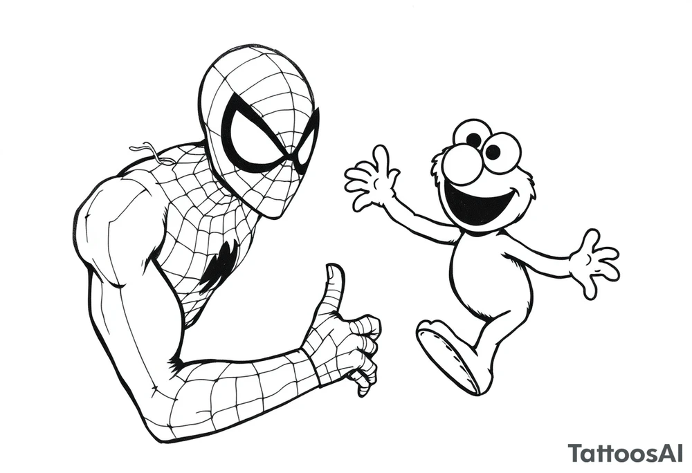 Spider-man and Elmo tattoo idea