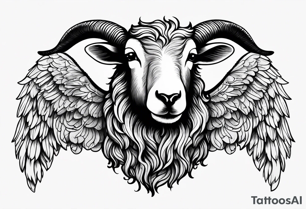 black sheep with angel wings no horns tattoo idea