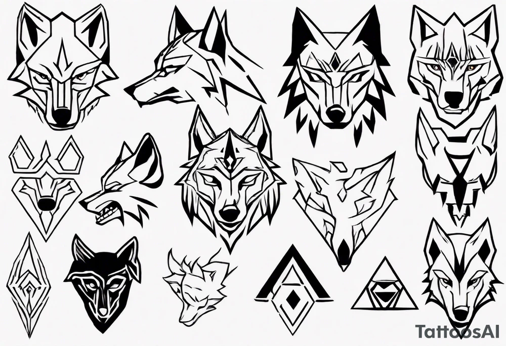 simple wolf head from zelda tattoo idea