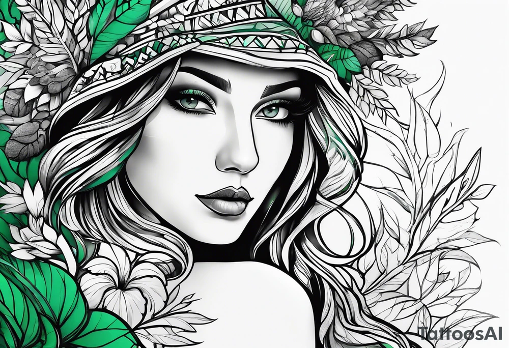 forest, green and black tattoo idea