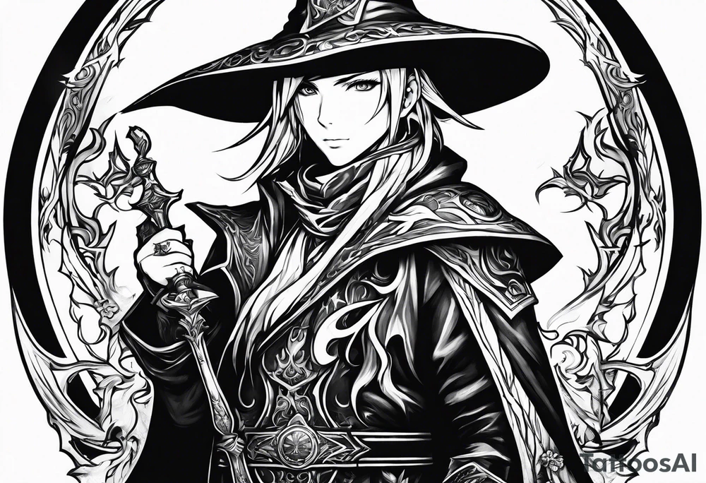 Final fantasy XIV job character Black mage tattoo idea