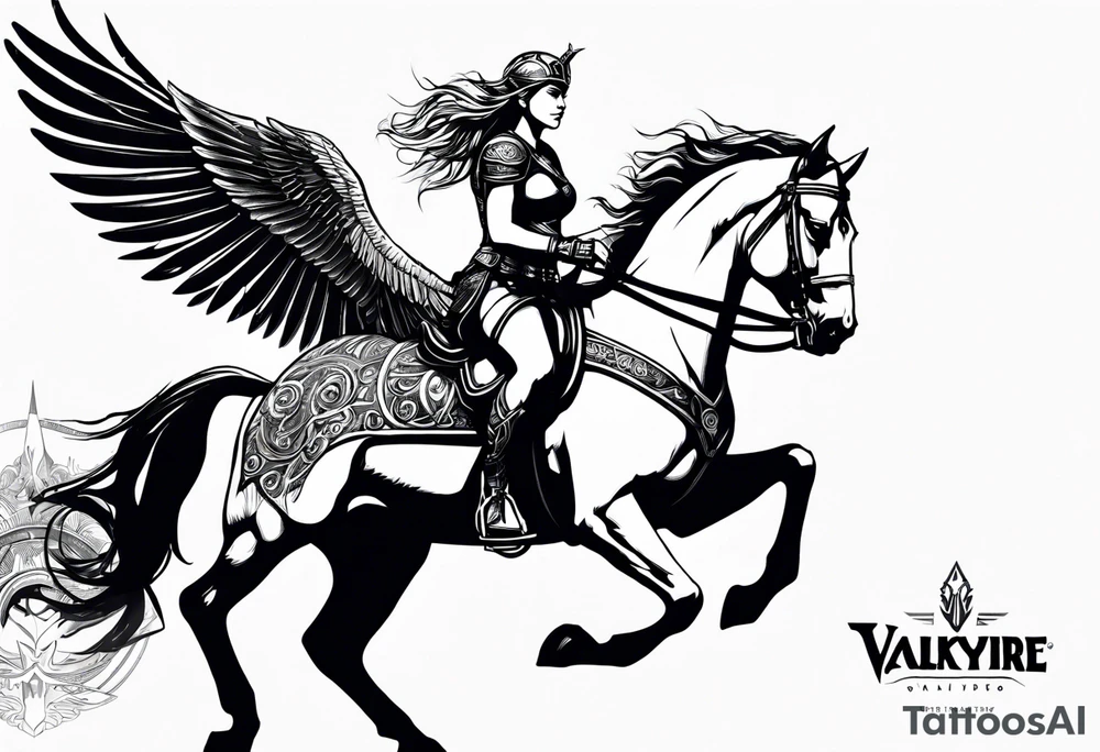 Valkyrie on horse wings tattoo idea