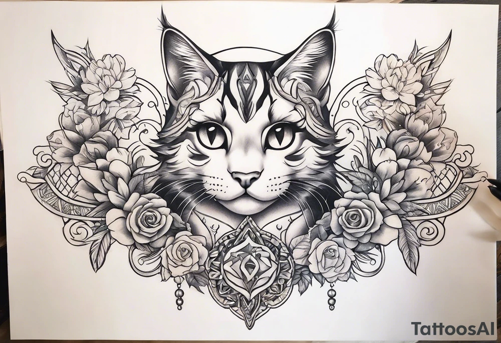 Busty Neko sternum tattoo designs tattoo idea