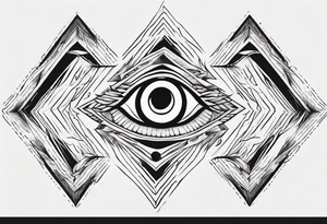 Third eye abstract fine line sketch style. Diamond shape with heavy black and do tattoo idea