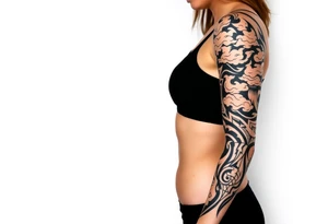 right arm sleeve, clouds and lightning mixed throughout, tattoo idea