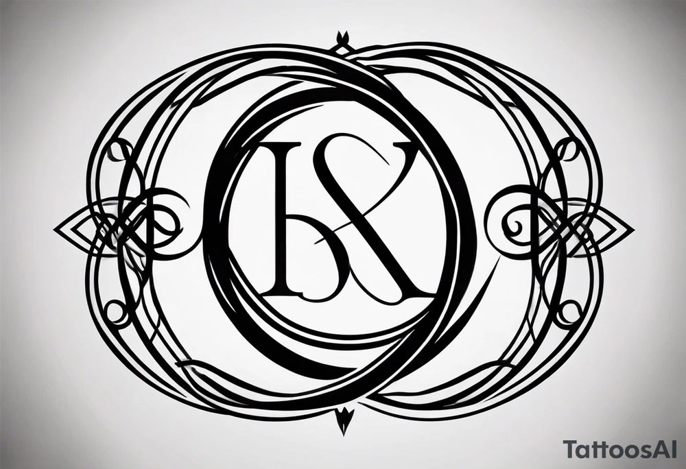 Infinity Symbol with Initials: Incorporate the infinity symbol, with the couple’s initials intertwined within the loop. This design can be exclusively in black or with a touch of red on the initials. tattoo idea