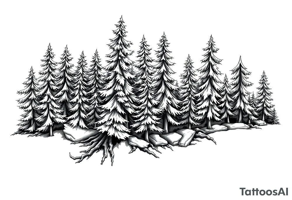 Coniferous forest forearm tattoo sleeve tattoo idea