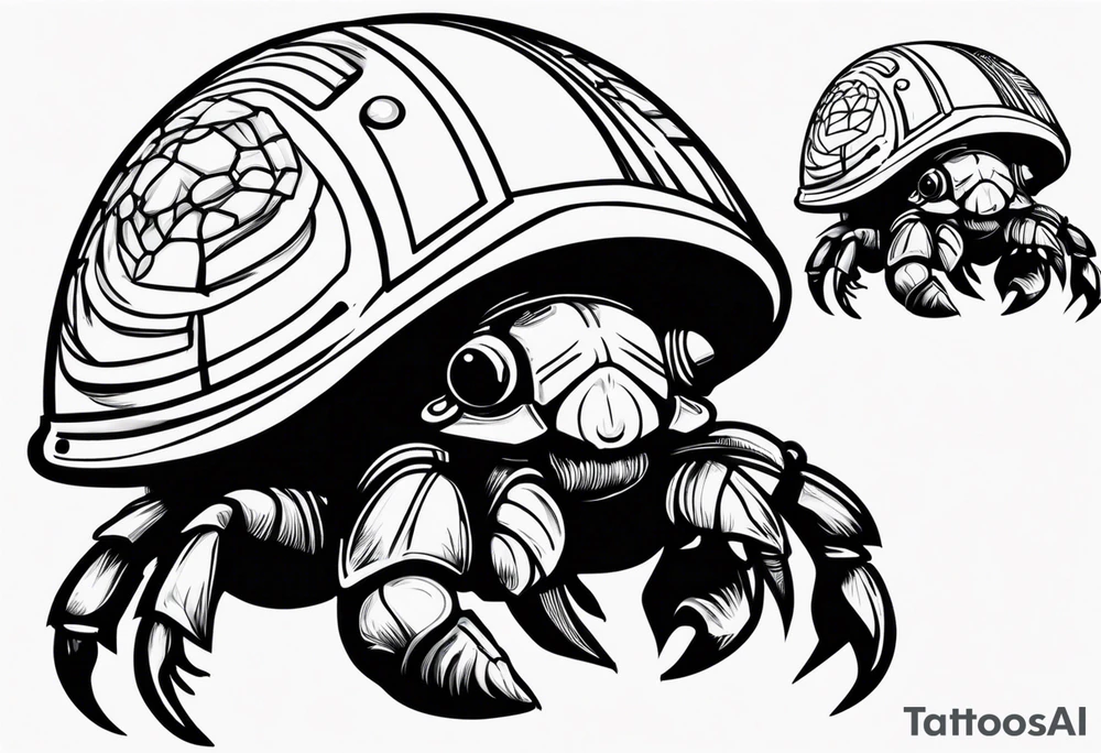 hermit crab wearing a storm trooper helmet tattoo idea