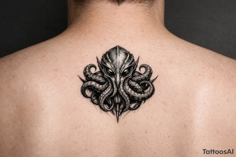 Alien octopus on the hand tattoo idea