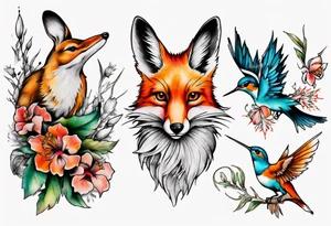fuchs und kolibri tattoo idea