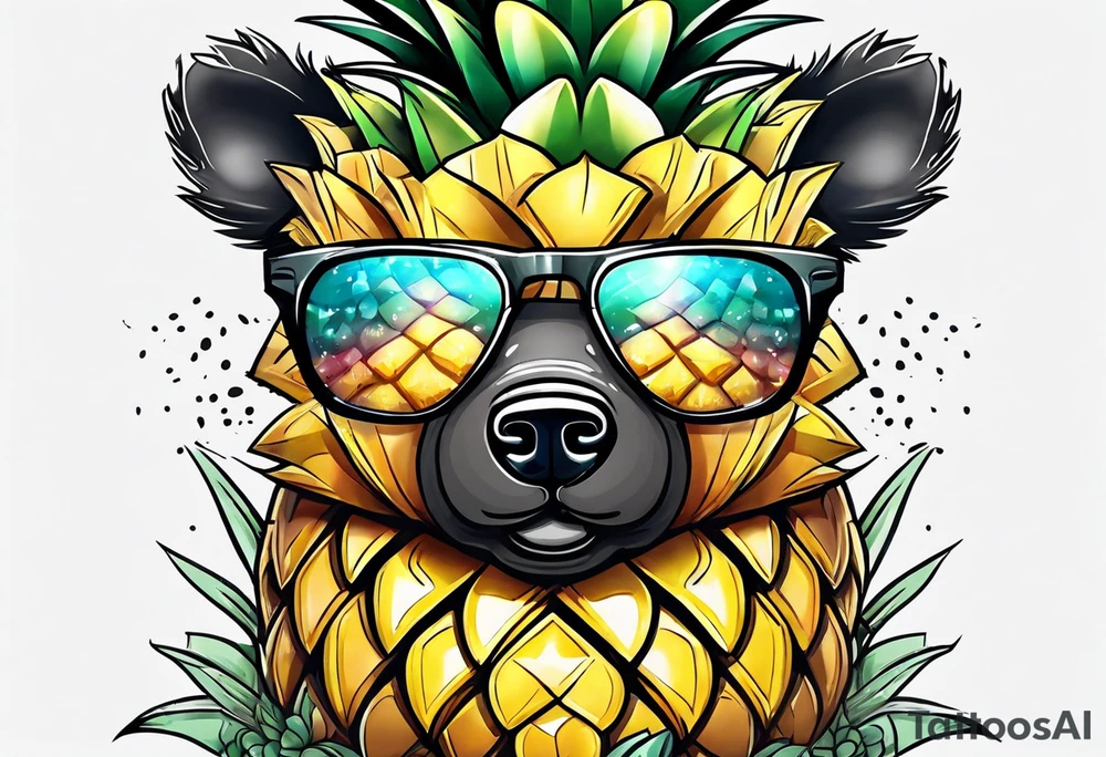 Cute pineapple bear tattoo idea