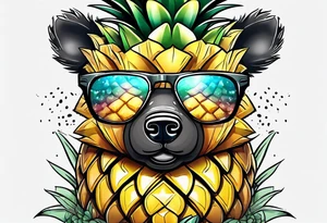 Cute pineapple bear tattoo idea