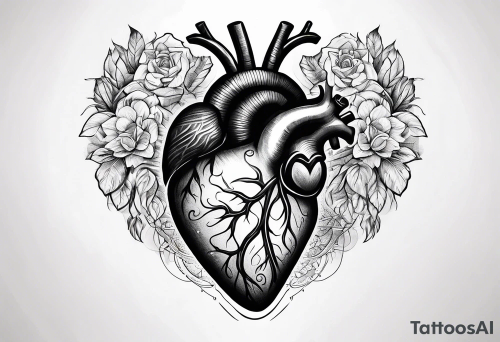 an actual human heart tattoo idea