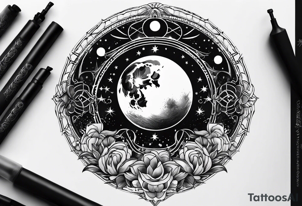 Cancer zodiac moon tattoo idea