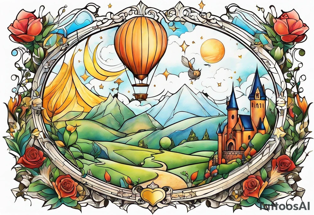 literary tattoo with the little prince, divergent, the hunger games and harry potter tattoo idea