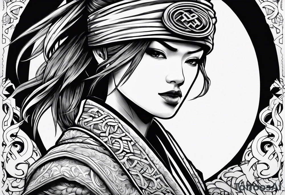 the letters A W R in the middle of a ninja headband tattoo idea
