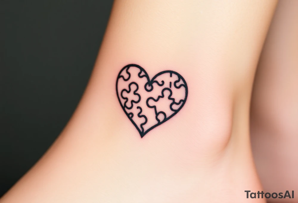 autism heart puzzle shape symbol tattoo idea