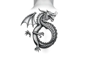 powerful majestic dragon with background forearm tattoo idea