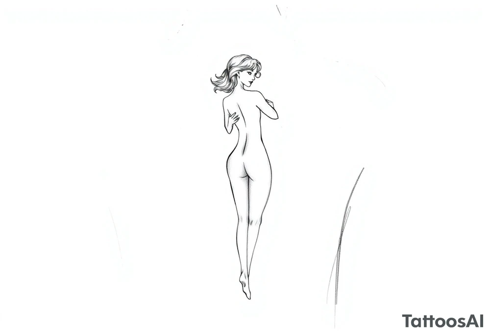 Naked lady for leg tattoo idea