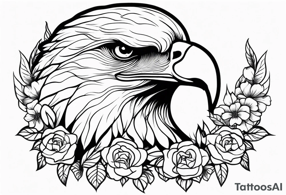 incorporate an eagle, with skull and flowers tattoo idea