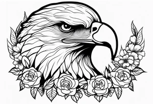 incorporate an eagle, with skull and flowers tattoo idea