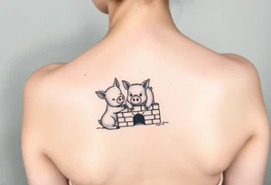 Three little pigs nursery rhyme hiding in a brick house tattoo idea
