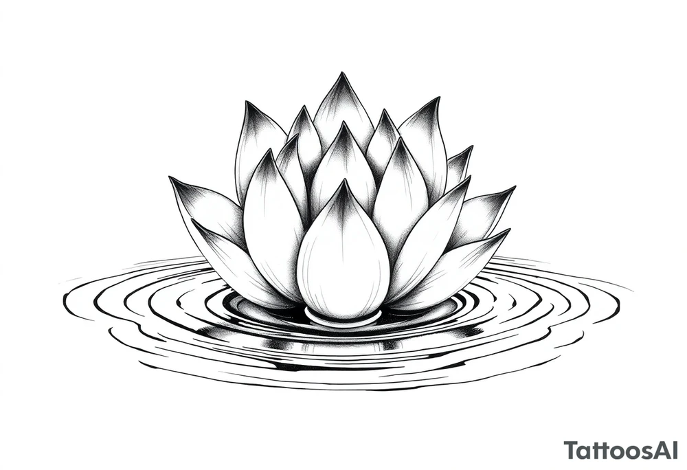 serene lotus flower emerging from sacred waters with ripples tattoo idea