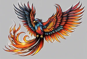 russian firebird phoenix in-flight with very long fancy tail "Isaiah 43: 18-19" tattoo idea